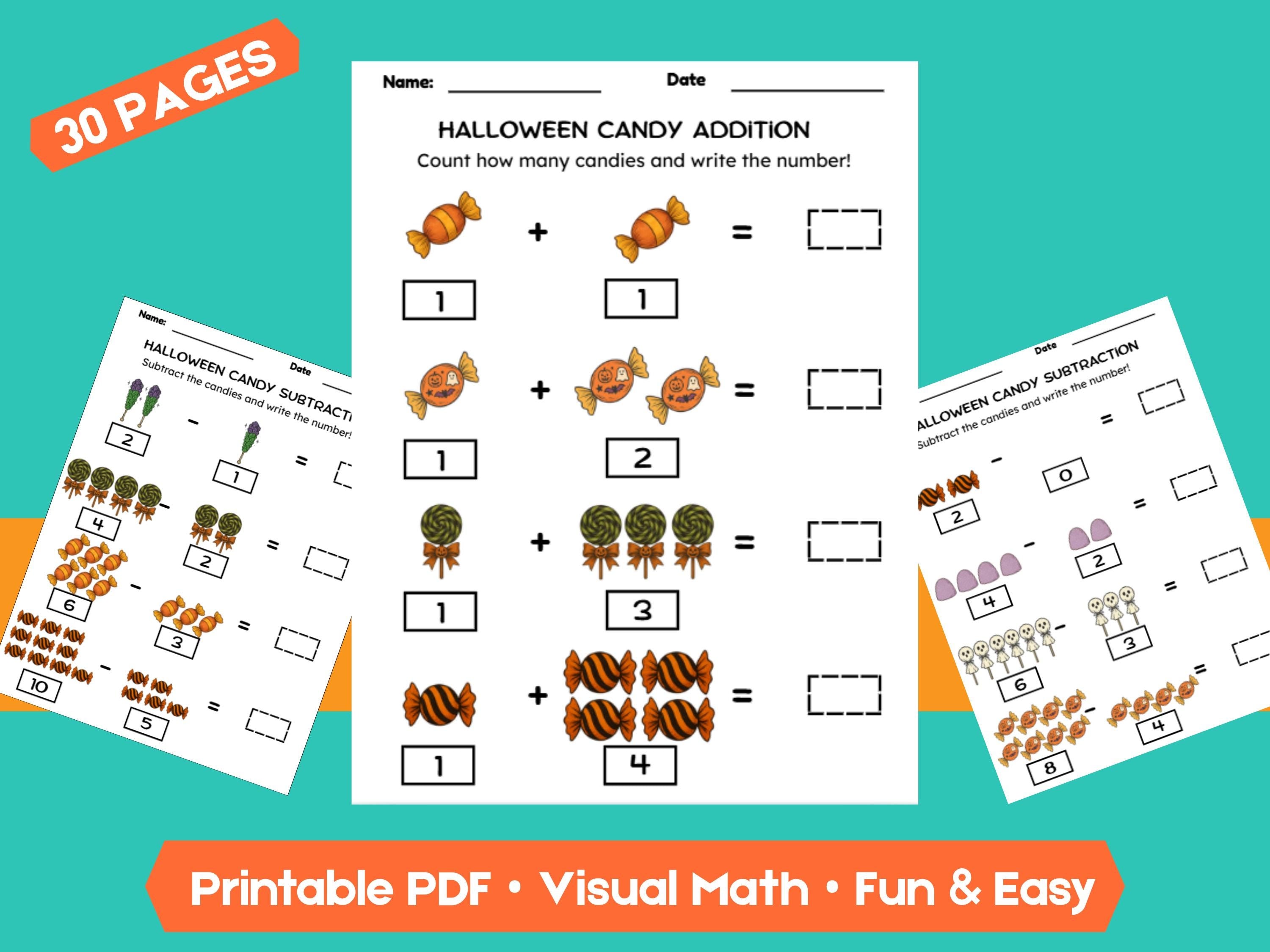 Halloween Math Worksheet Bundle | 30 Pages of Counting, Addition & Subtraction Fun (within 1–10) for Classroom or Homeschool