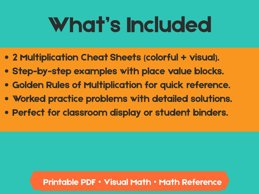 Multiplication Cheat Sheet | Visual Math Reference with Practice + Answer Key (Grades 2–5)