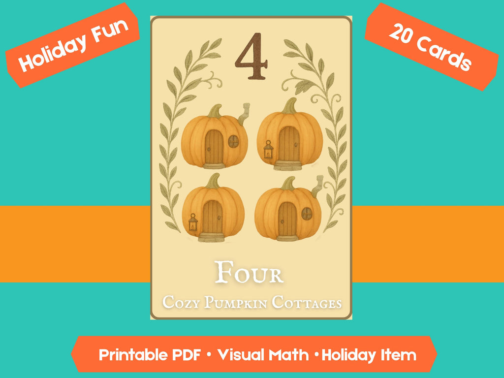 Halloween Counting Cards 1-20: Fall Math Flashcards (PDF Downloadable