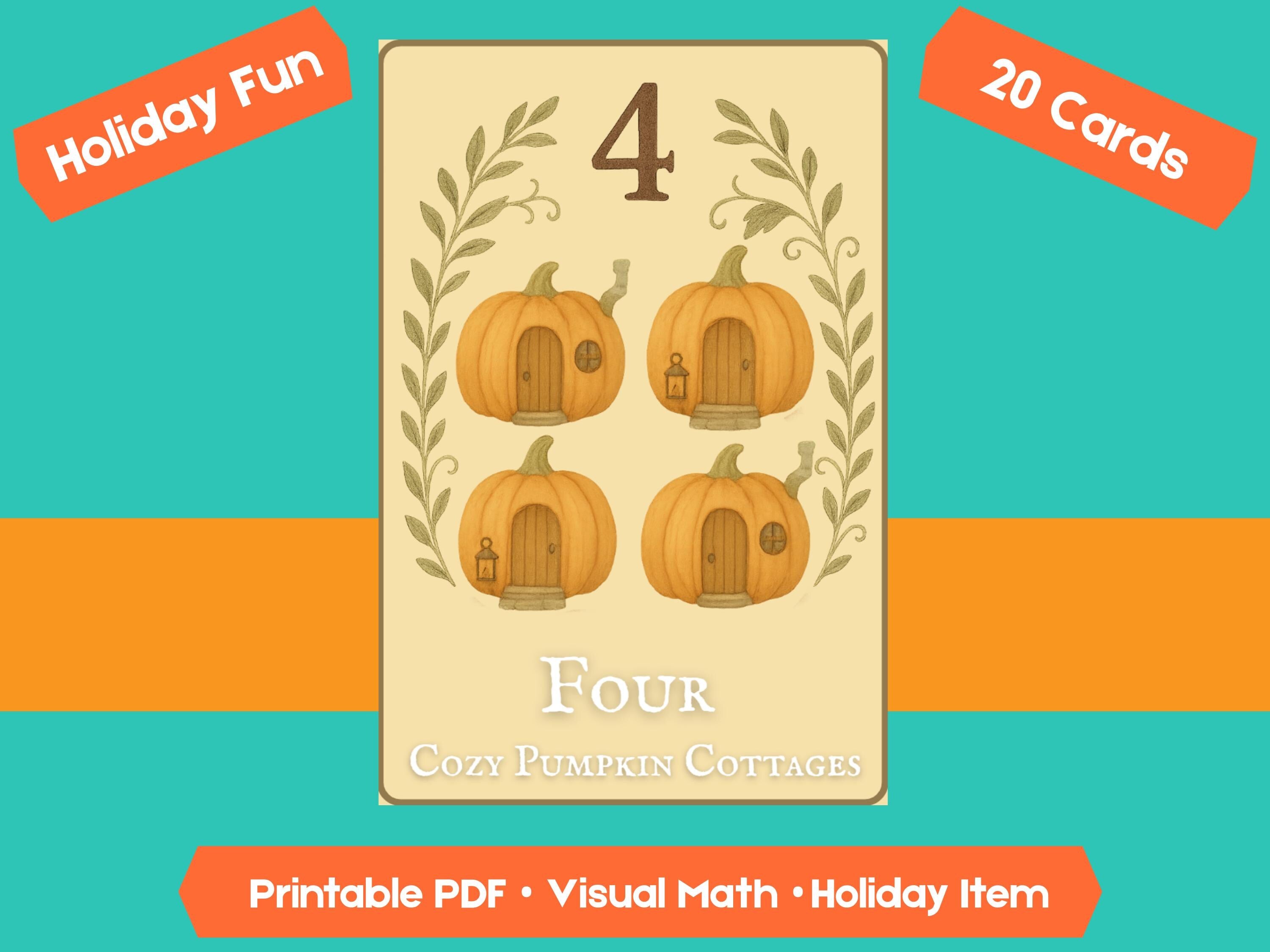 Halloween Counting Cards 1-20: Fall Math Flashcards (PDF Downloadable