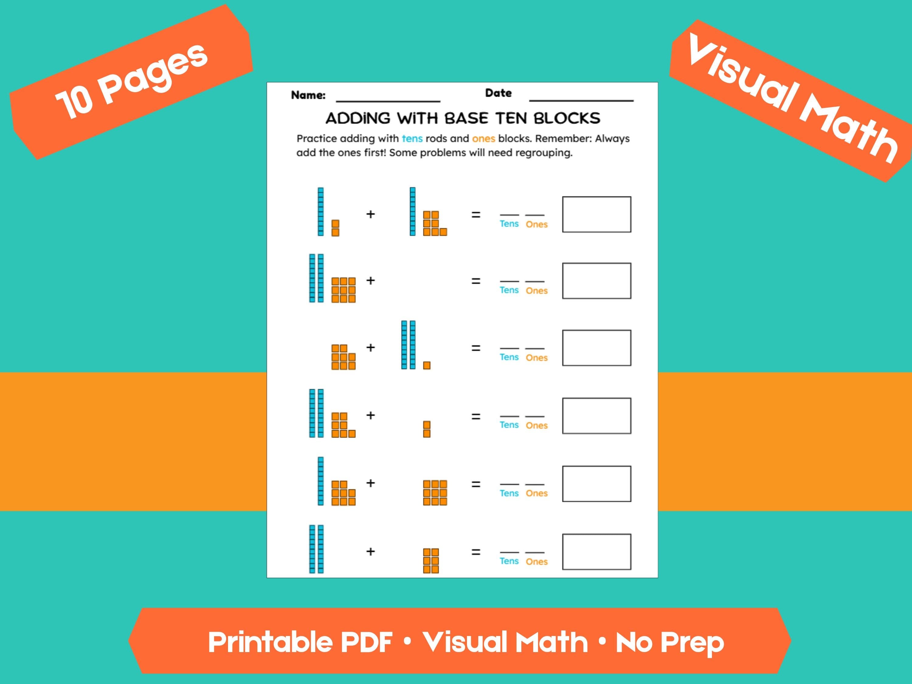 Regrouping Addition Worksheets up to 100 | 10 Pages Printable Math Practice | Addends Within 49 | Homeschool & Classroom PDF