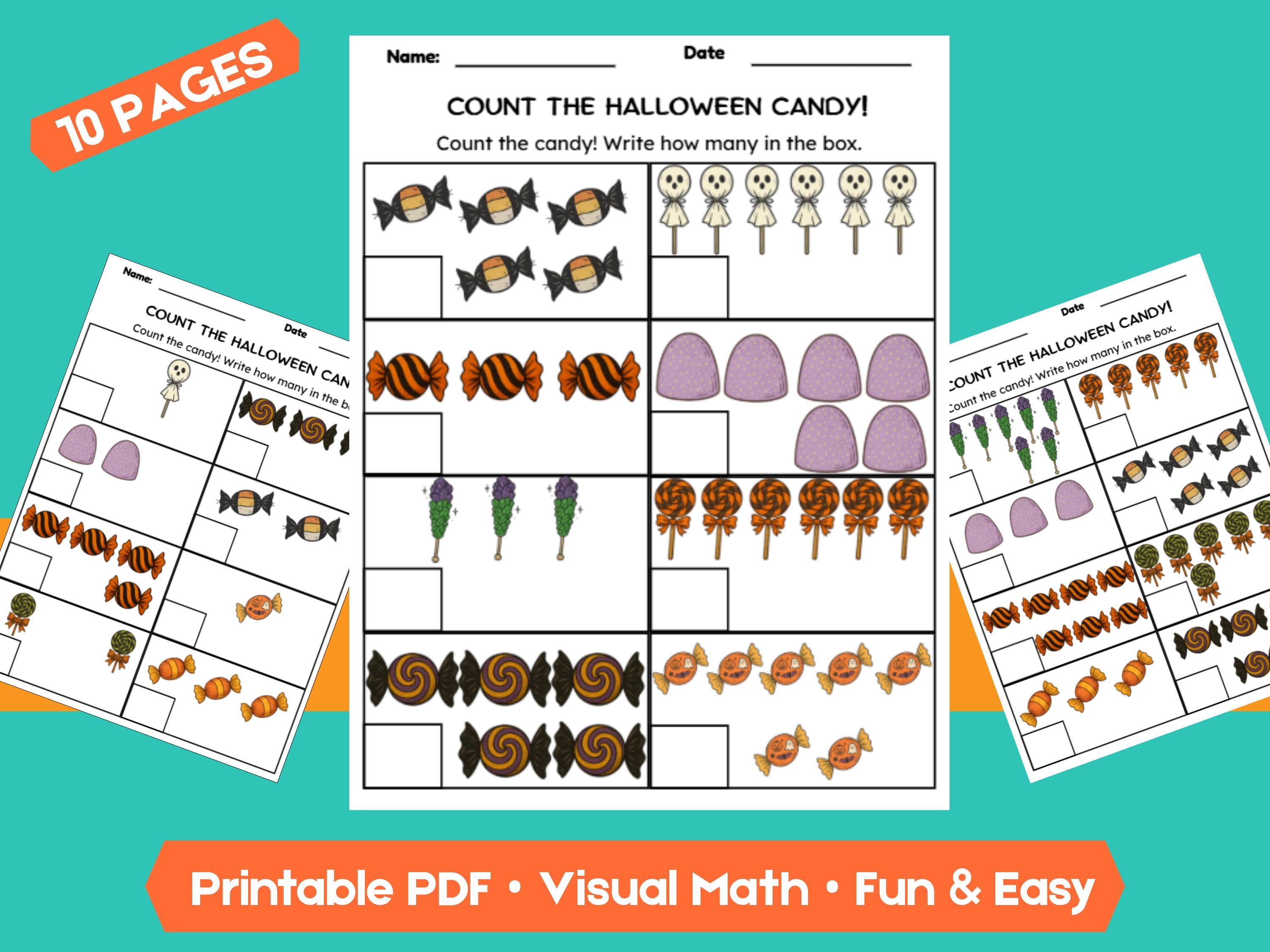 Preschool & Kindergarten Halloween Math: 10 Pages of Counting Fun for Kids