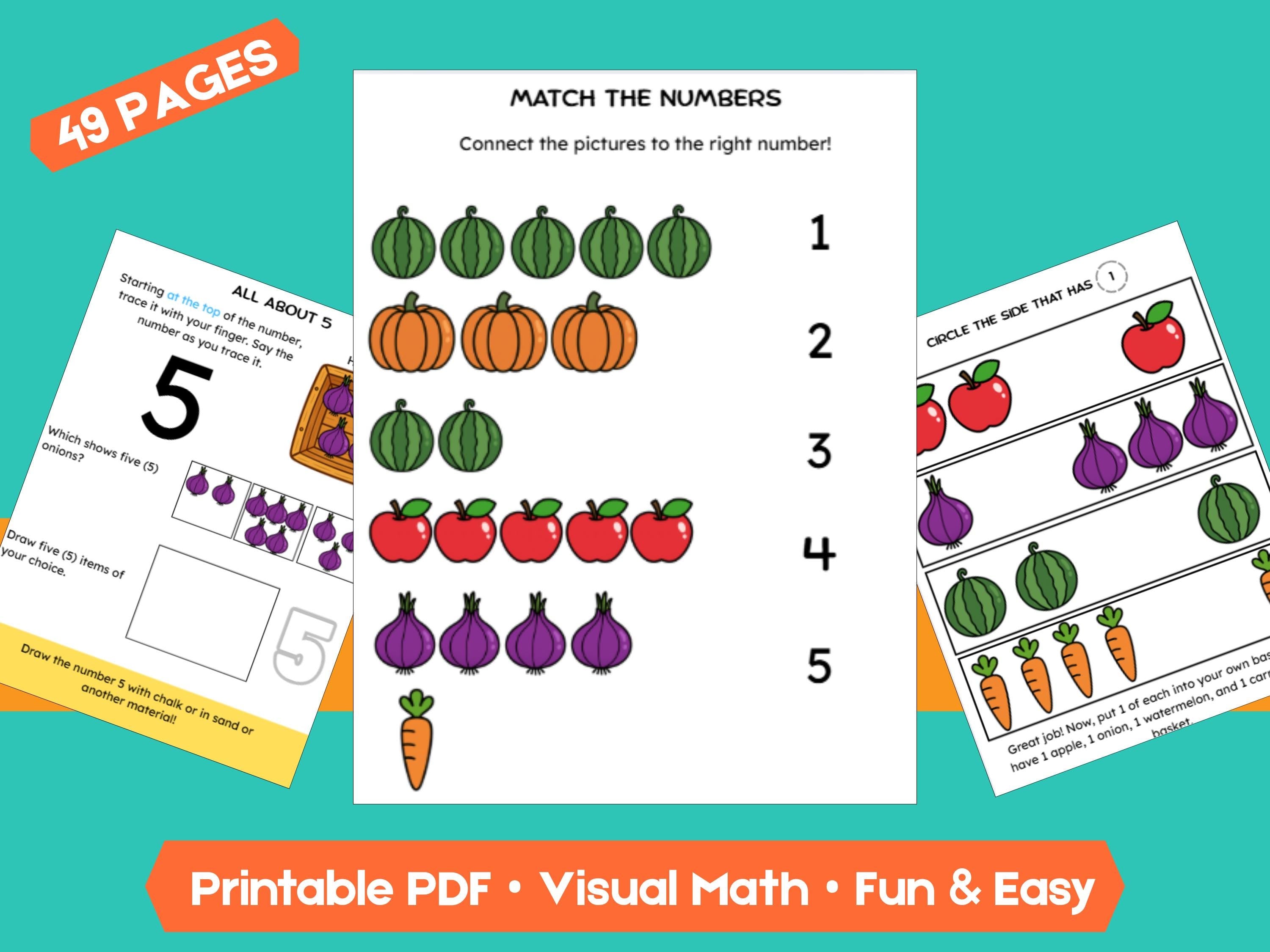 Preschool Numbers & Counting Worksheets: Farm Theme Math Printable (PDF Download)