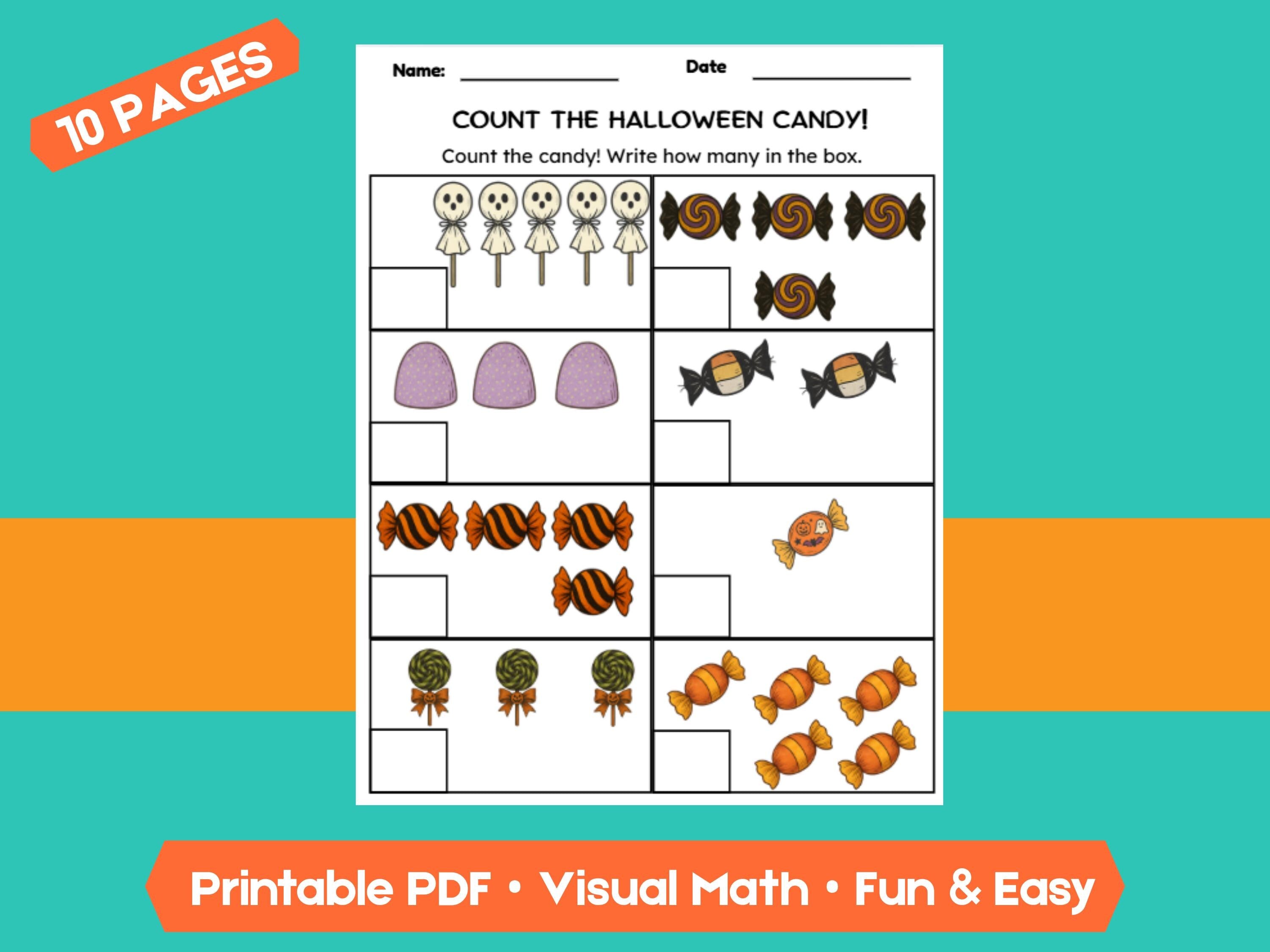 Preschool & Kindergarten Halloween Math: 10 Pages of Counting Fun for Kids