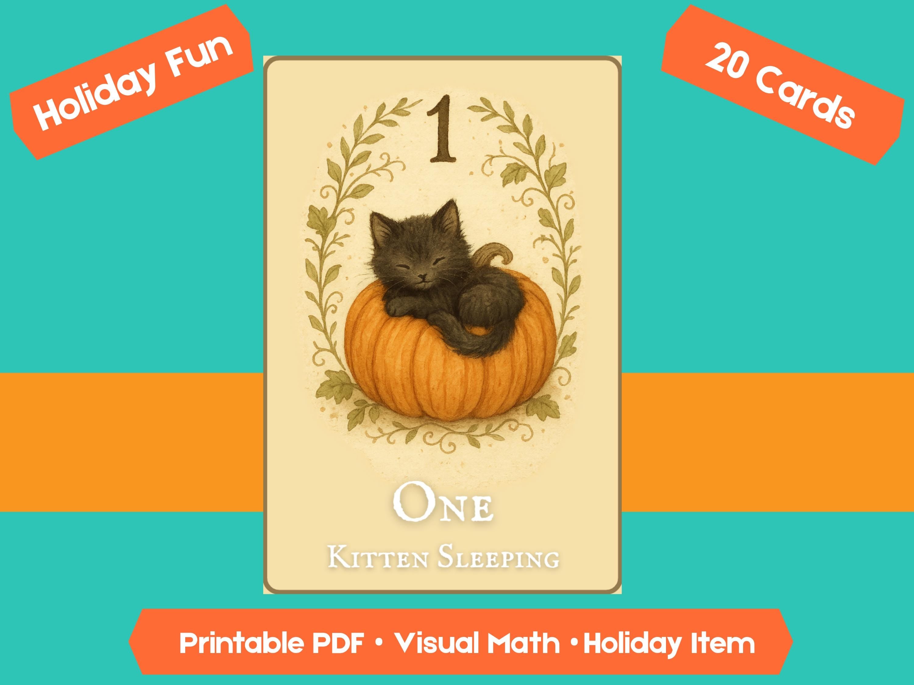 Halloween Counting Cards 1-20: Fall Math Flashcards (PDF Downloadable
