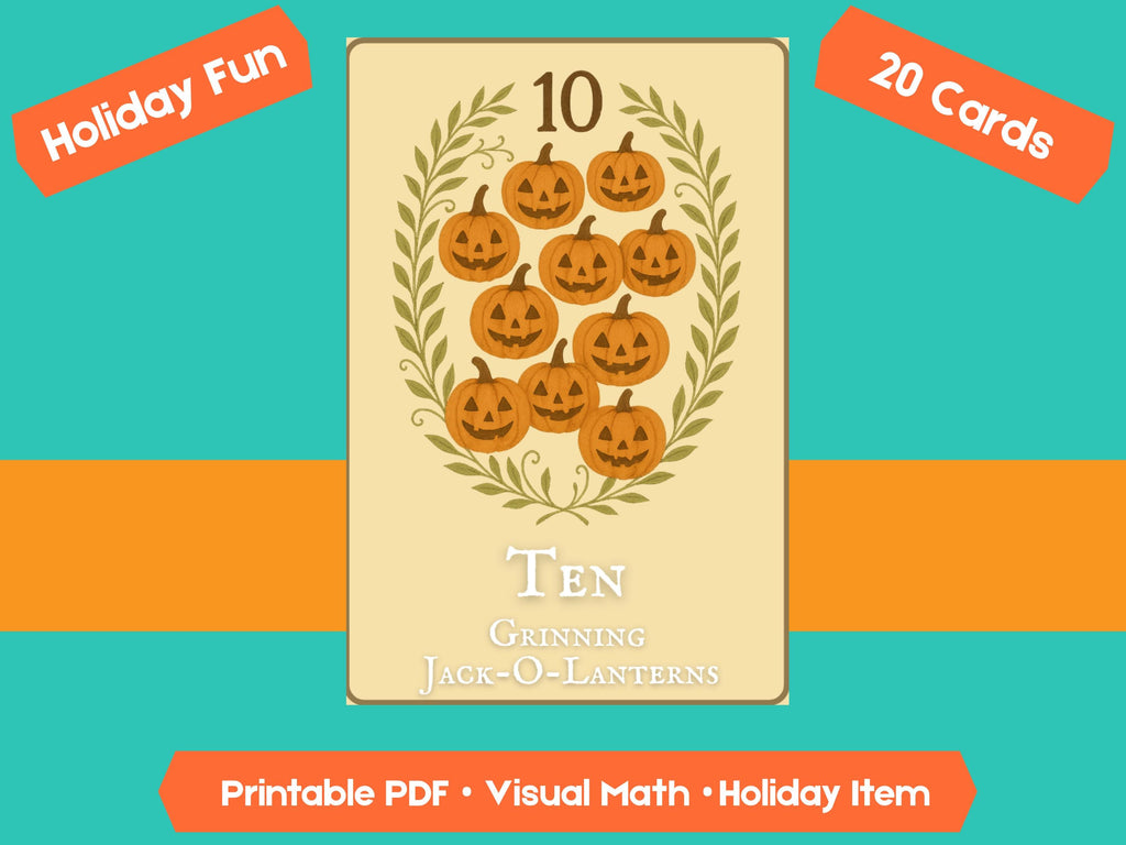 Halloween Counting Cards 1-20: Fall Math Flashcards (PDF Downloadable
