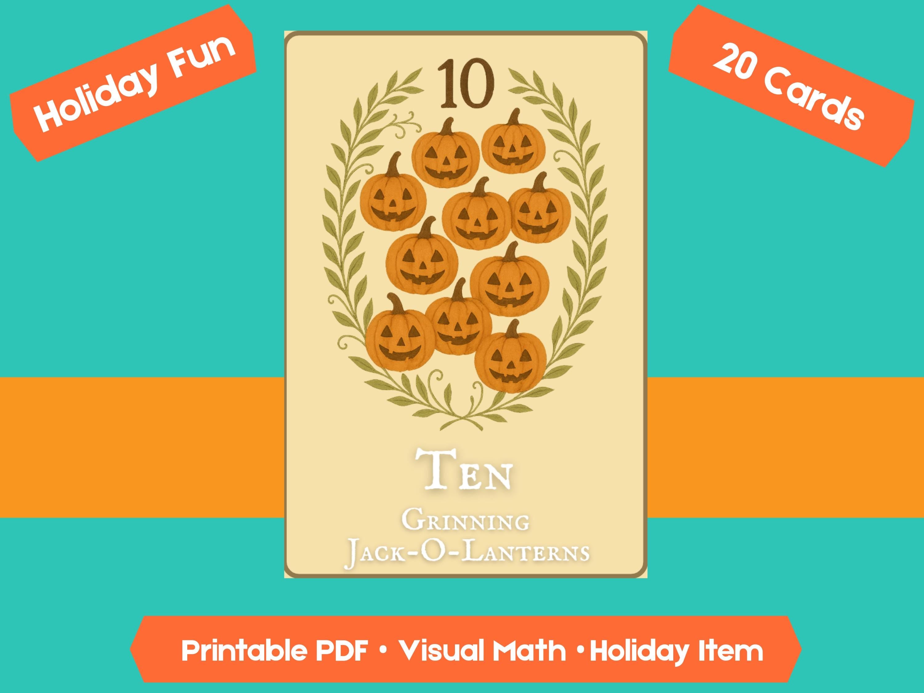 Halloween Counting Cards 1-20: Fall Math Flashcards (PDF Downloadable