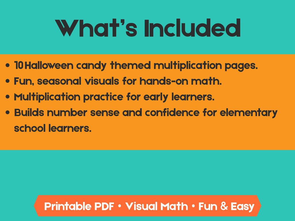 Halloween Candy Multiplication Worksheets | 10 Pages | Fun & Visual Math Practice for Kids