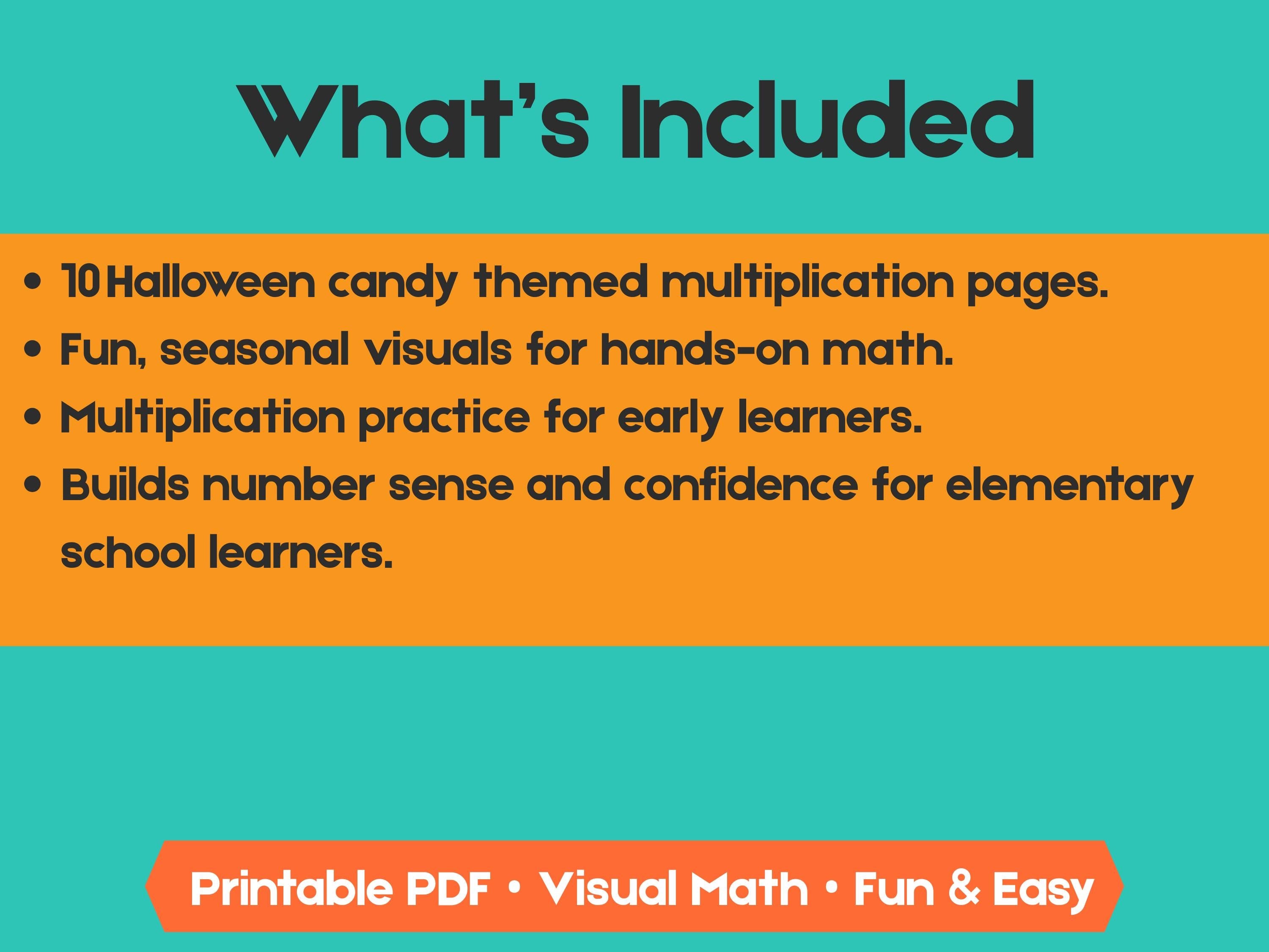 Halloween Candy Multiplication Worksheets | 10 Pages | Fun & Visual Math Practice for Kids