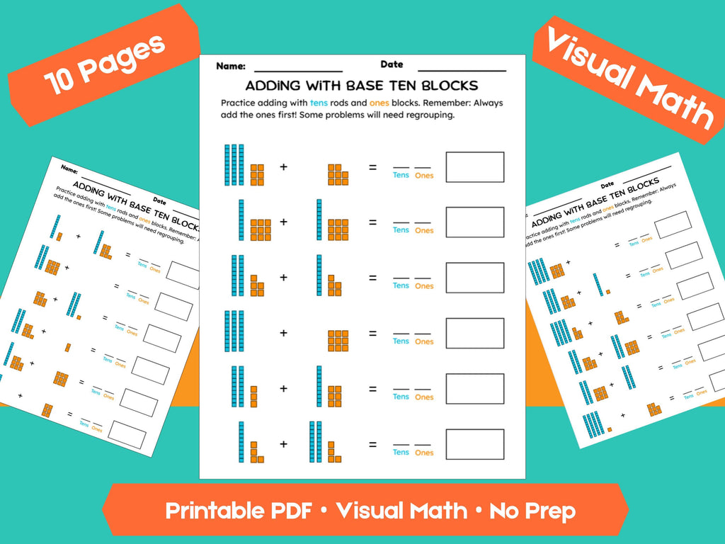 Regrouping Addition Worksheets up to 100 | 10 Pages Printable Math Practice | Addends Within 49 | Homeschool & Classroom PDF