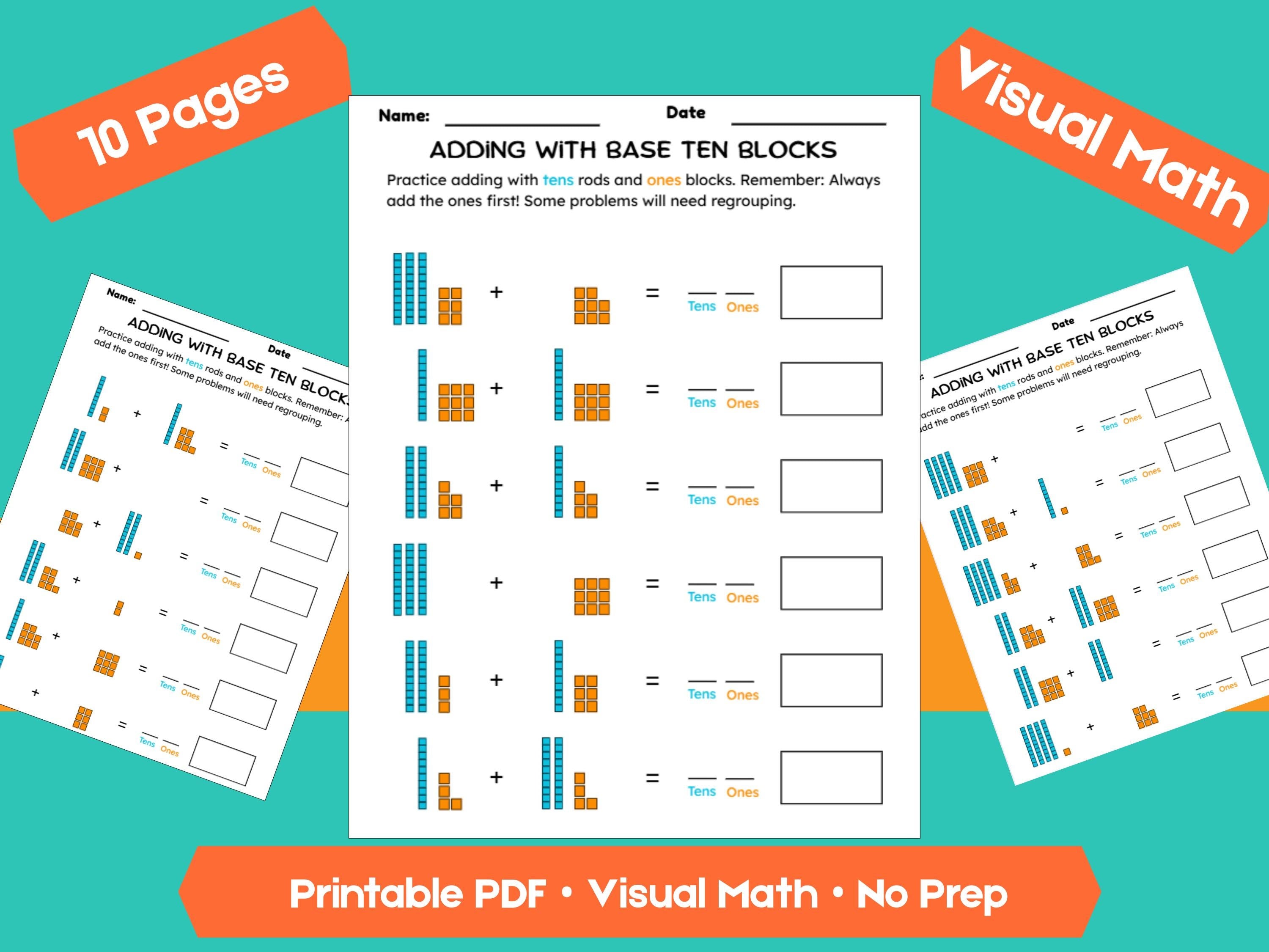 Regrouping Addition Worksheets up to 100 | 10 Pages Printable Math Practice | Addends Within 49 | Homeschool & Classroom PDF